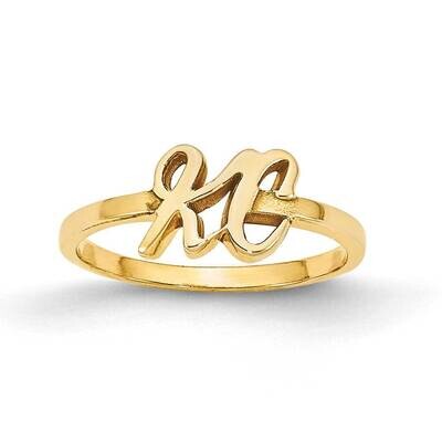 Laser Polished Initial Script or Block Font Ring Gold-plated Silver XNR75GP, MPN: XNR75GP,