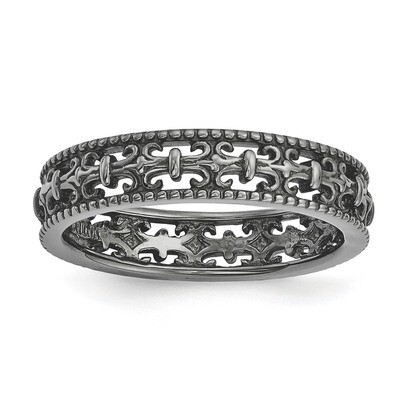 Black-plated Carved Band - Sterling Silver QSK1671, MPN: QSK1671, 886774729077