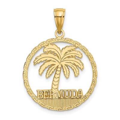 Bermuda Under Palm Tree In Round Frame Charm 14k Gold K7604, MPN: K7604, 637218142408