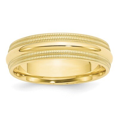 6mm Double Milgrain Comfort Fit Band 10k Yellow Gold 1DMC060 Engravable, MPN: 1DMC060, 886774444352