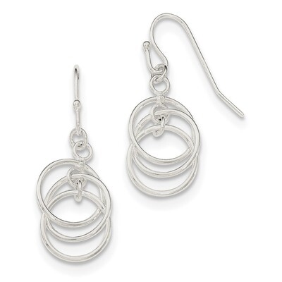 Dangle Shepherd Hook Earrings Sterling Silver Polished QE12112, MPN: QE12112, 191101230165