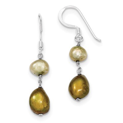 Champagne &amp; Copper Cultured Pearl Earrings Sterling Silver QE6151, MPN: QE6151, 886774023519