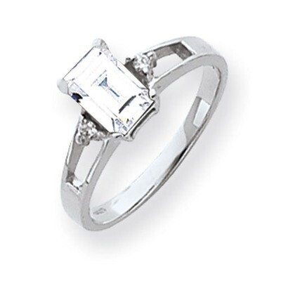 Cubic Zirconia Diamond Ring 14k white Gold 7x5mm Emerald Cut Y4758CZ/A, MPN: Y4758CZ/A, 883957668932