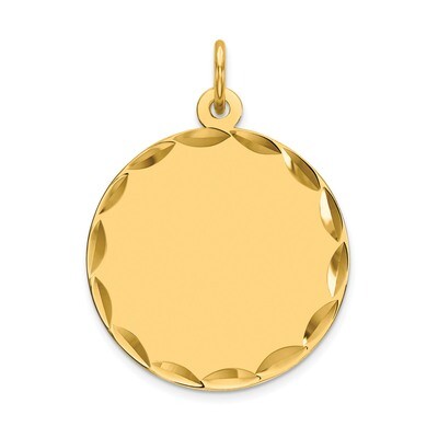 Etched .009 Gauge Engravable Round Disc Charm 14k Gold XM155/09