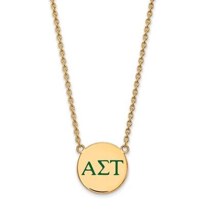 Alpha Sigma Tau Small Enameled Pendant with 18 Inch Chain Gold-plated Silver GP028ALS-18, MPN: GP02…