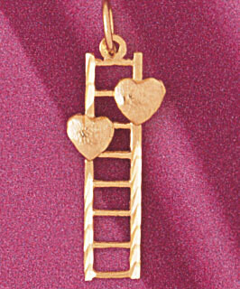 Dazzlers Jewelry Double Heart on Ladder Pendant Necklace Charm Bracelet in Yellow, White or Rose Go…