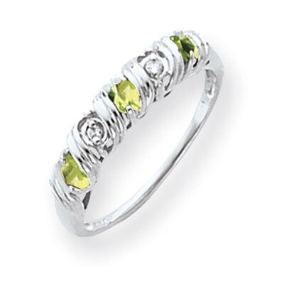 2.75mm Peridot Diamond Ring 14k white Gold Y4719PE/A, MPN: Y4719PE/A, 883957601021