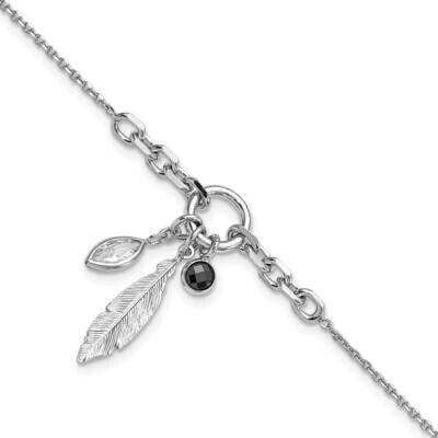 Feather and CZ Diamond with .5 In Extender Bracelet Sterling Silver Rhodium-Plated QG6229-6.5, MPN:…