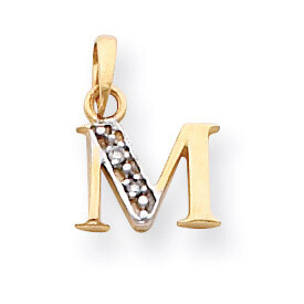 Polished .01ct Diamond Initial M Charm 14K Gold &amp; Rhodium YC250M, MPN: YC250M, 883957323503