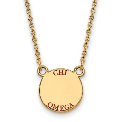 Chi Omega Extra Small Enameled Pendant with 18 Inch Chain Gold-plated Silver GP014CHO-18, MPN: GP01…