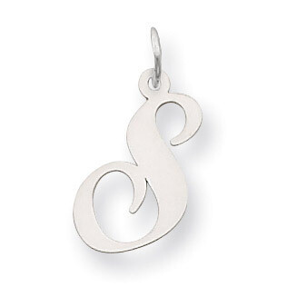 Medium Fancy Script Initial S Charm Pendant 14k white Gold YC653S, MPN: YC653S, 883957030234