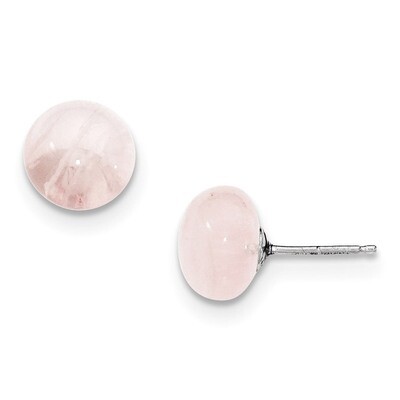 10-10.5mm Button Rose Quartz Post Earrings Sterling Silver QE6320, MPN: QE6320, 815479016885