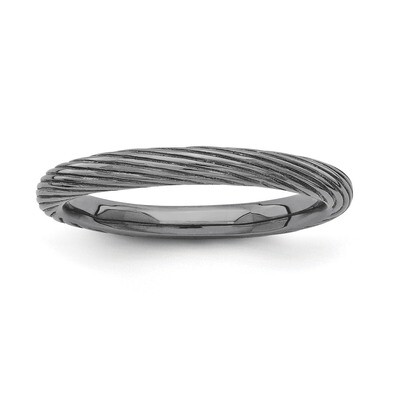 Black-plated Textured Ring - Sterling Silver QSK1644, MPN: QSK1644, 886774252513