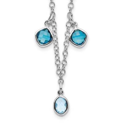 London and Sky Blue Topaz with 2 Inch Ext. Necklace Sterling Silver Rhodium-plated QG5295-18, MPN: …