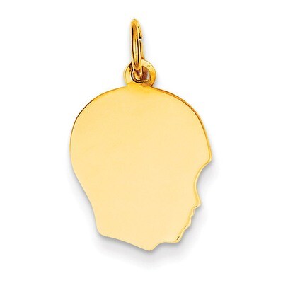 Plain Medium .018 Gauge Facing Right Engravable Boy Head Charm 10k Gold 10XM108/18, MPN: 10XM108/18…