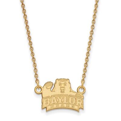 Baylor University Small Pendant with Chain Necklace Gold-plated Silver GP013BU-18, MPN: GP013BU-18,…
