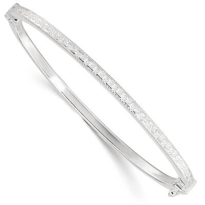 Textured Design Hinged Bangle Sterling Silver Polished QB1414, MPN: QB1414, 196904154960