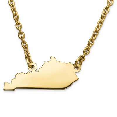 Kentucky State Pendant Necklace with Chain 14k Yellow Gold Engravable XNA706Y-KY, MPN: XNA706Y-KY, …