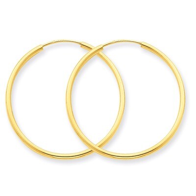 1.5mm Polished Round Endless Hoop Earrings 14k Gold XY1161, MPN: XY1161, 883957299464