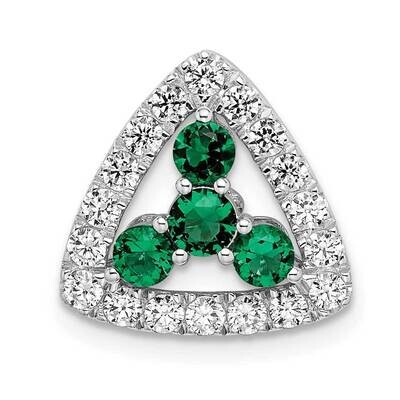 Si1/Si2, G H I, Lab Crtd Emerald Triangle Pendant 14k White Gold Lab Grown Diamond PM7932-CEM-045-W…