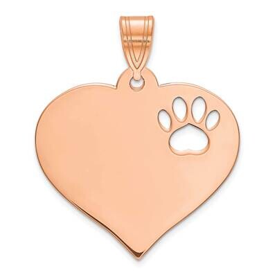 Heart with Cut Out Paw Print Pendant Sterling Silver Rose-plated XNA768RP, MPN: XNA768RP,