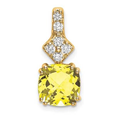Created Yellow Sapphire Pendant 14k Gold Lab Grown Diamond PM7515-CYS-020-YLG, MPN: PM7515-CYS-020-…