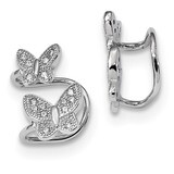 CZ Diamond Double Butterfly Right Cuff Earring Sterling Silver Rhodium-plated QE13683, MPN: QE13683…