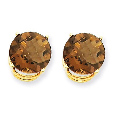 10mm Round Smokey Quartz Earrings 14k Gold XE77SQ, MPN: XE77SQ, 883957099743