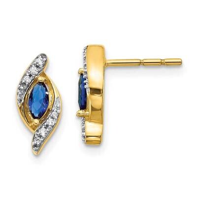 Diamond &amp; Sapphire Earrings 14k Gold EM5594-SA-007-YA, MPN: EM5594-SA-007-YA, 883957858395