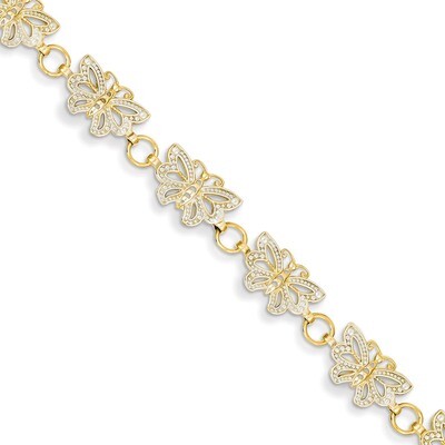 Butterfly Bracelet 7 Inch 14K Gold &amp; Rhodium FB1049-7, MPN: FB1049-7, 637218096763