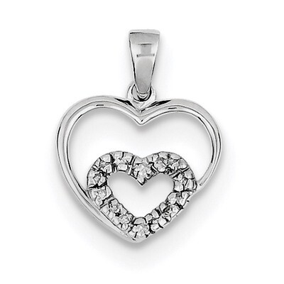 Heart Pendant Sterling Silver Diamond Rhodium QDX263, MPN: QDX263, 883957145686