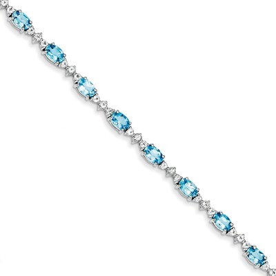 Blue Topaz Bracelet Sterling Silver QX854BT, MPN: QX854BT, 883957483481