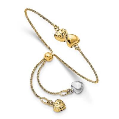 Leslie&#39;s Heart Adjustable Bracelet 14k Two-tone Gold Polished Diamond-cut HB-LF1441, MPN: LF1441, 1…