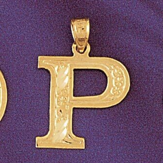 Dazzlers Jewelry Initial P Pendant Necklace Charm Bracelet in Yellow, White or Rose Gold 9571p, MPN…