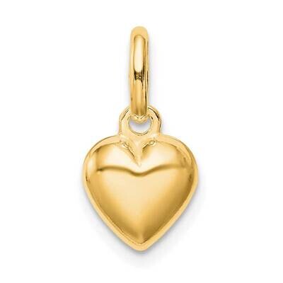 Polished Puff Heart Charm Sterling Silver Gold-Tone QC8466GP, MPN: QC8466GP,