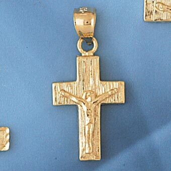 Dazzlers Jewelry Jesus Christ on Cross Pendant Necklace Charm Bracelet in Yellow, White or Rose Gol…