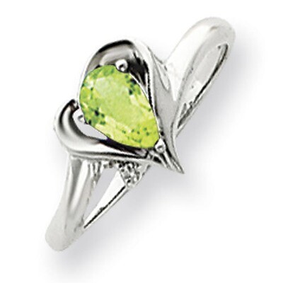 Peridot Diamond Ring 14k white Gold 6x4mm Pear Y4560PE/A, MPN: Y4560PE/A, 883957452753
