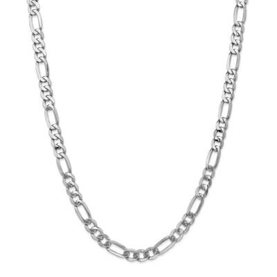 7mm Flat Figaro Chain 26 Inch 14k White Gold WFIG180-26, MPN: WFIG180-26, 883957172958