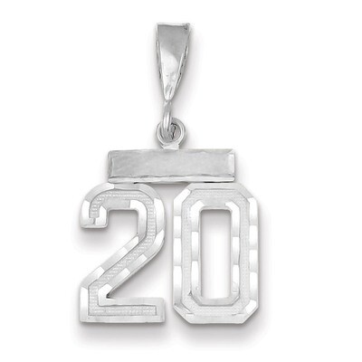 Number 20 Charm Small Diamond -cut 14k white Gold WSN20, MPN: WSN20, 883957111605