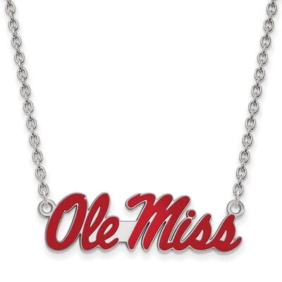 University of Mississippi Large Enamel Pendant with Chain Necklace Sterling Silver SS079UMS-18, MPN…