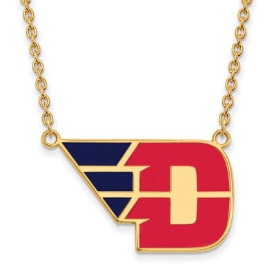 University of Dayton Large Enamel Pendant with Chain Necklace Gold-plated Silver GP020UD-18, MPN: G…