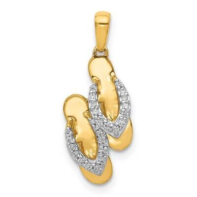 Diamond Flip Flops Charm 14k Gold &amp; Rhodium PM5204-010-YA, MPN: PM5204-010-YA, 883957306698