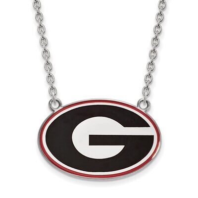 University of Georgia Large Enamel Pendant with Chain Necklace Sterling Silver SS083UGA-18, MPN: SS…