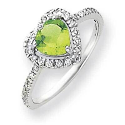 6mm Heart Peridot Diamond Ring 14k White Gold Y4438PE_AA, MPN: Y4438PE_AA, 883957351858