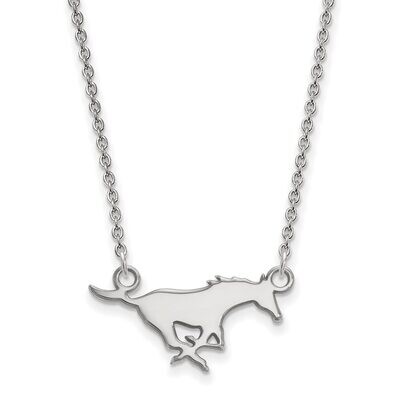Southern Methodist University Small Pendant with Chain Necklace 10k White Gold 1W011SMU-18, MPN: 1W…
