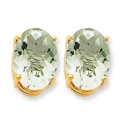 14x10 Oval Checker-Cut Green Quartz Earrings 14k Gold XE92CG, MPN: XE92CG, 883957109404