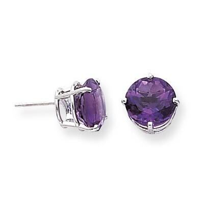 Amethyst Diamond Round Stud Earrings 14k Gold XE77WAM, MPN: XE77WAM, 883957099774