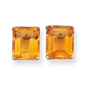 Citrine Diamond Emerald Stud Earrings 14k Gold XE70WCI, MPN: XE70WCI, 883957096896