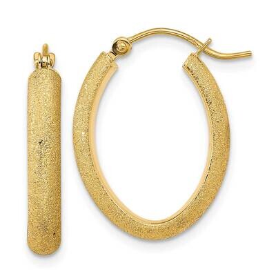 Textured Satin Oval Hoop Earrings 14k Gold Polished TF2003, MPN: TF2003, 883957985930