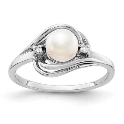 5.5mm Freshwater Cultured Pearl Diamond Ring 14k White Gold Y1969PL_AA, MPN: Y1969PL_AA, 8839570753…